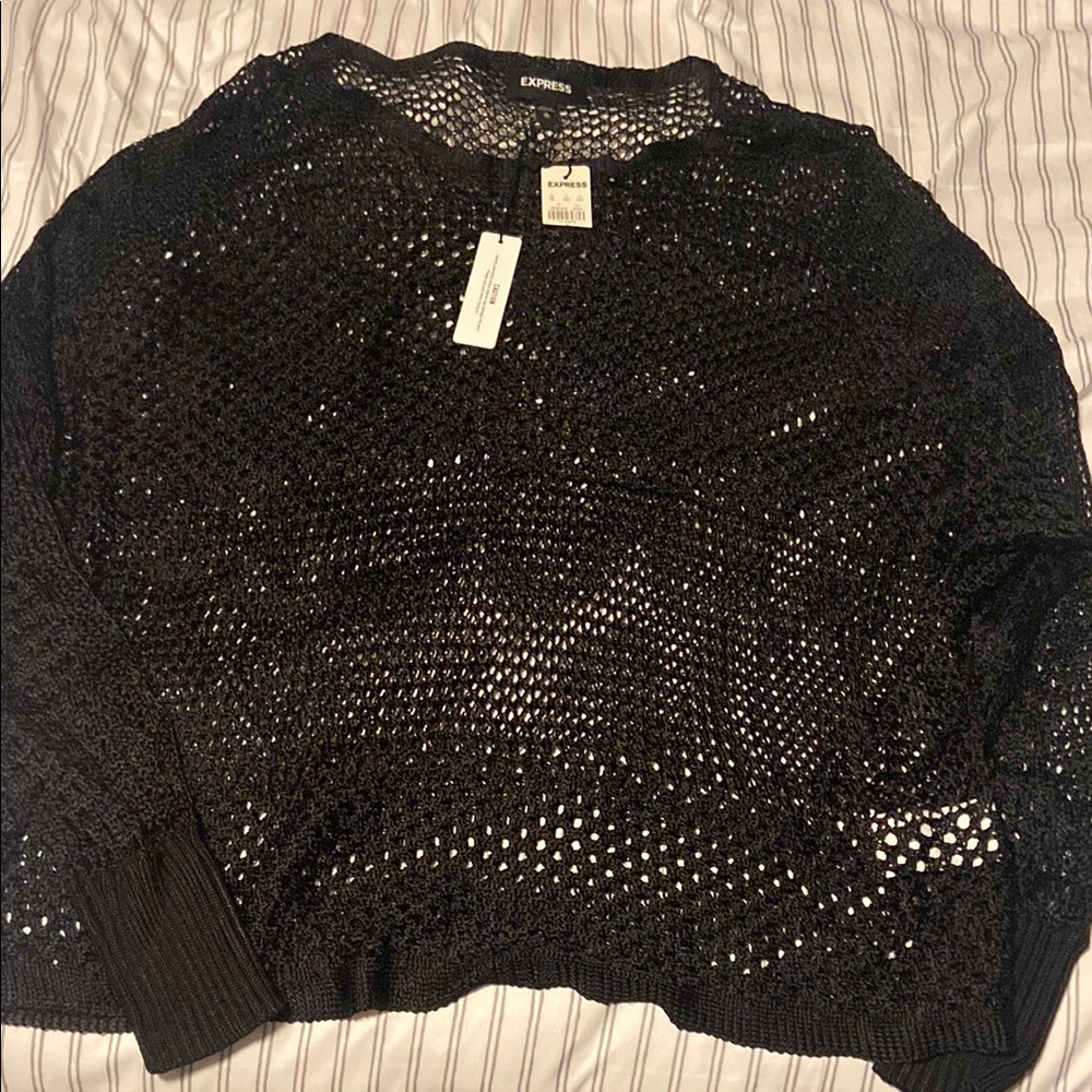 Express Black Open-Knit Sweater